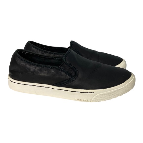 Sorel Campsneak Black Leather Casual Sneakers Slip-on Shoes 8 - Picture 5 of 9